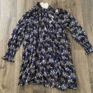 Melloday Navy Floral Chiffon Dress